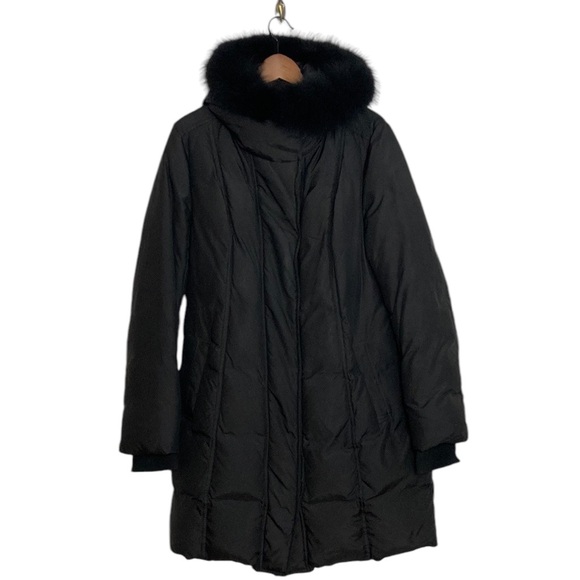 Soia & Kyo Black Puffer Coat with Fur Trim - Picture 1 of 16
